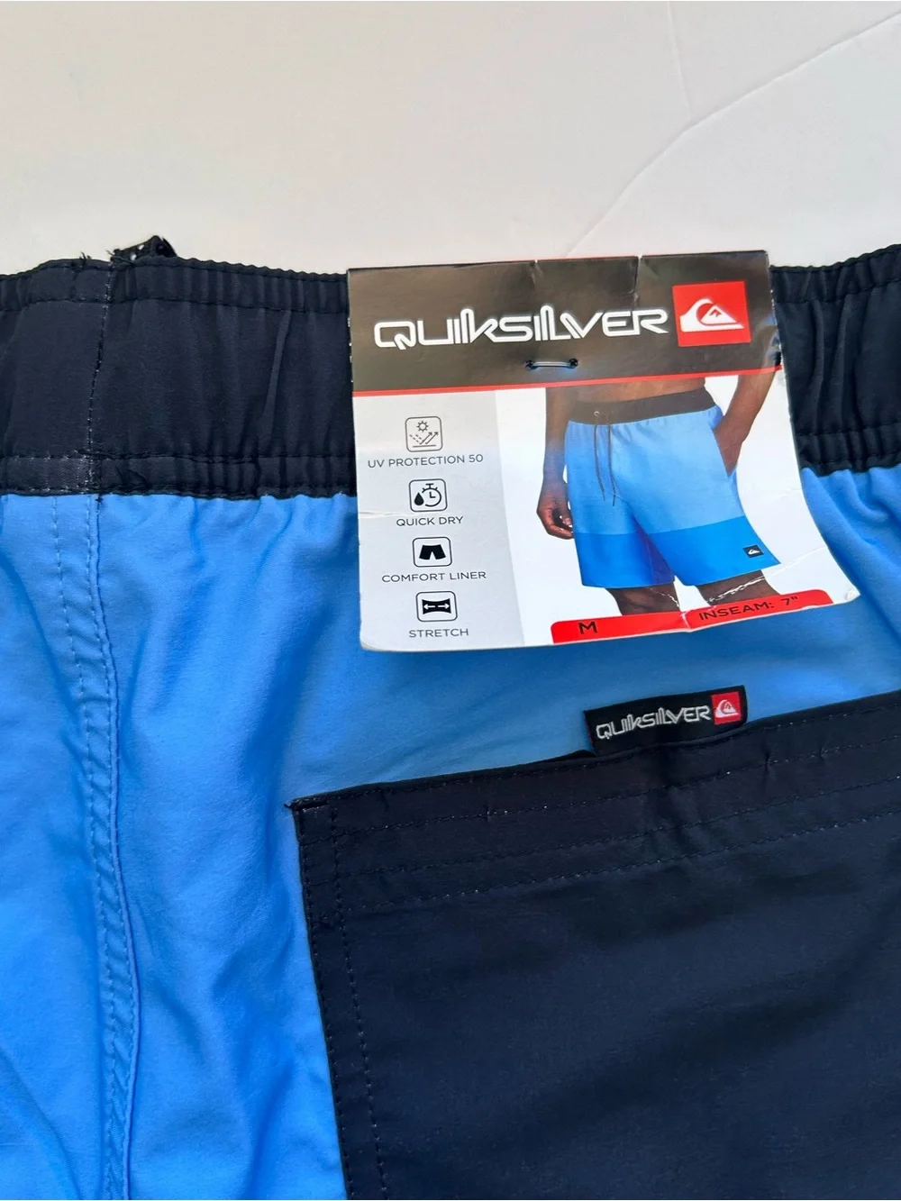 Quiksilver Men's Two-Tone Blue Board Shorts with Black Waistband